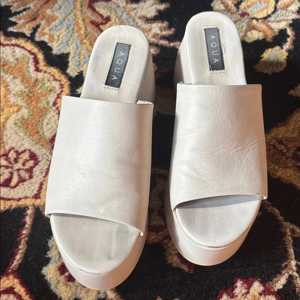 Aqua Gigi off white cream platform slides 9 90s y2k